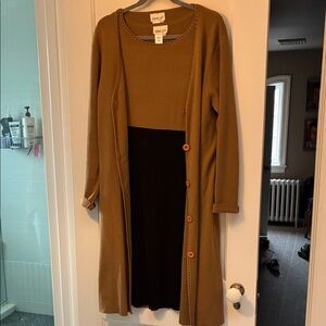 Coldwater Creek Tan and Black Long Sleeve Dress